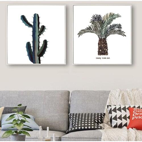 YUMEART Nordic Poster Plant Bottle and Cactus Poster Print Canvas Art Wall Modular Painting Living Room Decorative Painting
