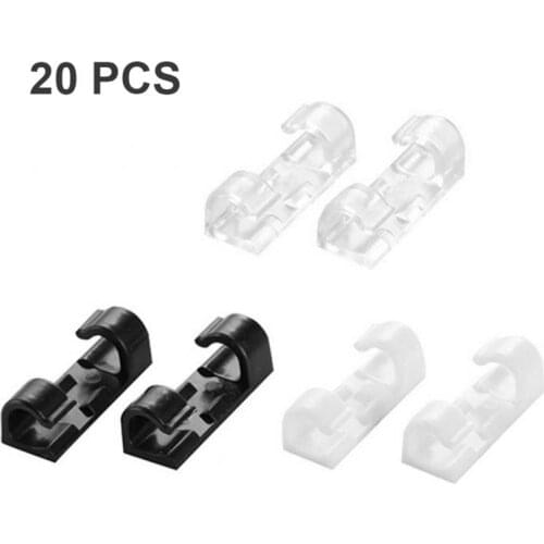 20PCS Self-Adhesive Cable Winder Clips Organizer Drop Wire Line Holder Flexible Cable Management Clips For Mouse Earphone Cable