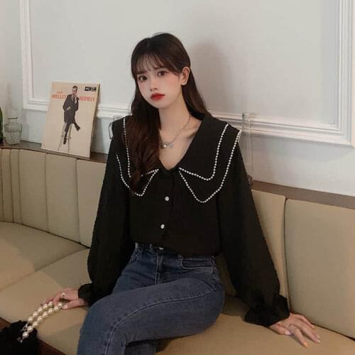 2021 Spring Summer Long Sleeve Blouse Fashion Korean Kawaii Casual Tops Plus Size Women Clothing Vintage Goth Harajuku Ruffled