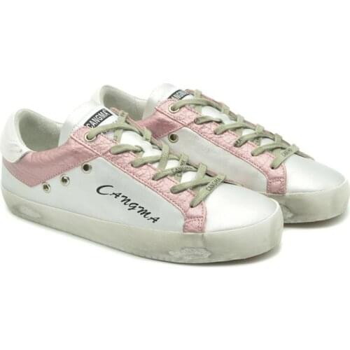 CANGMA Luxury Brand Original Women Shoes Silver Vintage Leisure Shoes Genuine Leather Sneakers Footwear Girl Female Sneaker