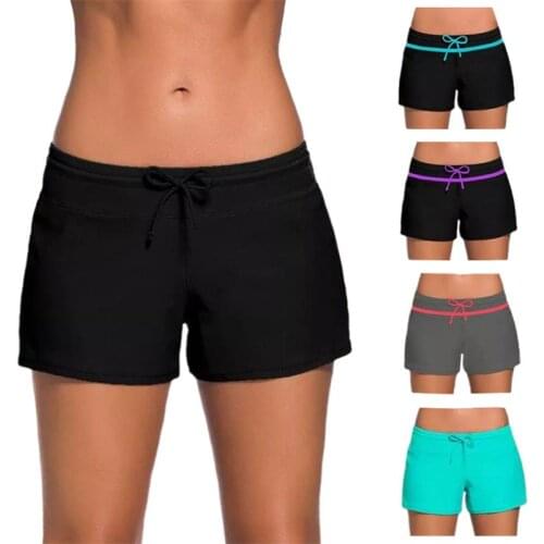 2021 New Summer Swimming Trunks Womens Low-waist Lace-up Plus Size Boxer Shorts Sexy Swimming Trunks