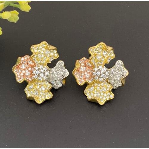 Lanyika Fashion Jewelry Elegant Clover Micro Plated Earrings For Women Wedding Banquet Daily Popular Best Gifts