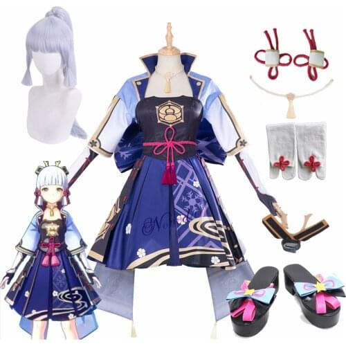 Game Genshin Impact Kamisato Ayaka Cosplay Costume Ayaka Kamisato Cosplay For Women Anime Dress Halloween Wig Shoes Outfit