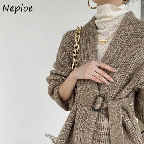 Lace-up Knitted Cardigan Women 2021 Autumn/winter Long Sleeve Womens Sweater Jacket Loose Outer Wear Sweters for Women