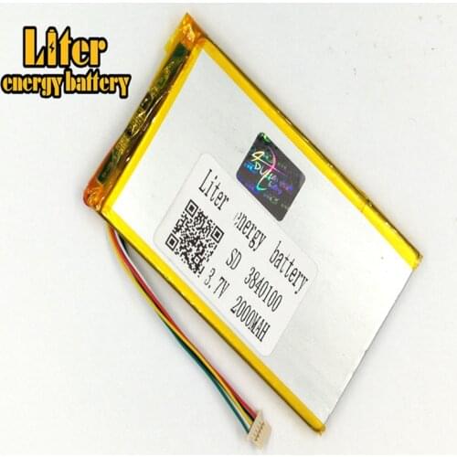 1.0MM 5pin connector 3840100 3.7V 2000mah Lithium Polymer Battery for tablet pc 7 inch MP3 MP4 MP5 Battery