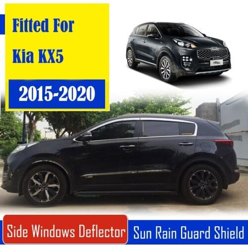1 Set Chrome Side Vent Sun Shade Window Visors Rain Guard Deflectors For Kia KX5 2015-2020