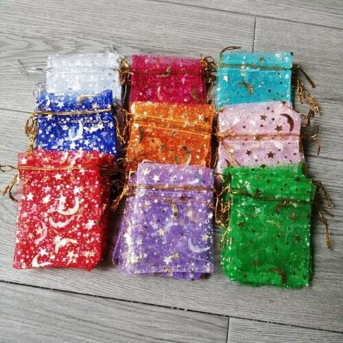 1000pcs Star Moon Jewelry Packaging Bag Small Bag for Jewelry Pouch Mini Drawstring Storage Bags Organza Gift Bags Wedding Pouch