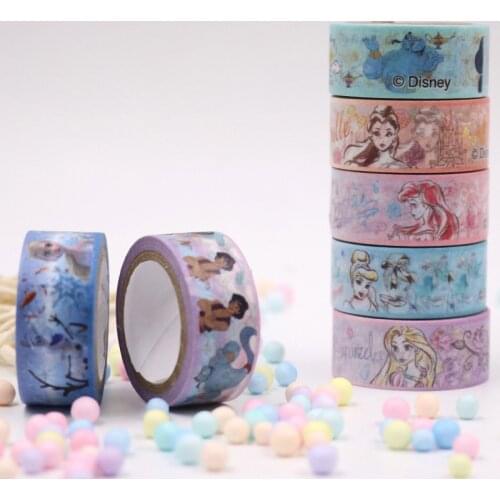 15mmx5m Disney Princess Mickey Minnie Paper Tape Adhesive Tape DIY Decorative Adhesive Tape Stationery Masking Tapes Supplies