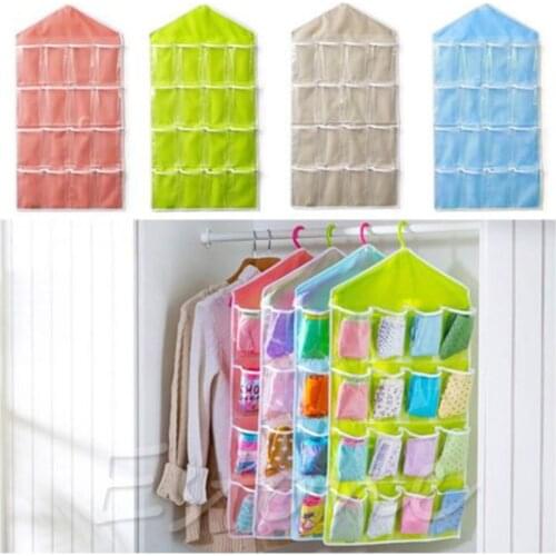 16 Pockets Clear Over Door Hanging Bag Hanger Storage Tidy Organizer For Home Bathroom Living Room Household Sundries
