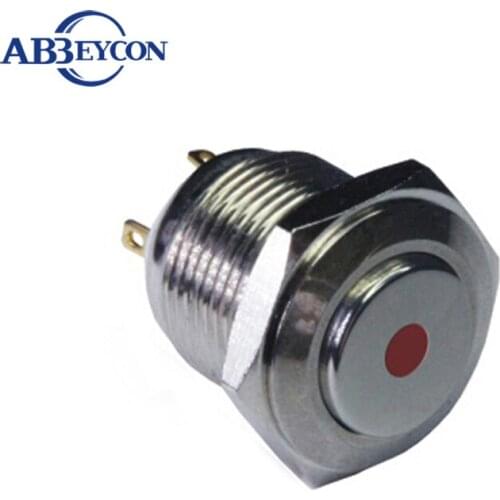 16mm High Round Head Momentary Pin Terminal Dot Led Illuminated Light Lamp Waterproof IP65 Electrical Vehicle Push Button Switch