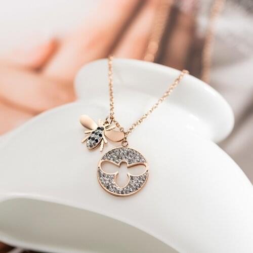 2021 New Fashion Jewelry Crystal from Swarovskis Titanium steel bee necklace female Fit for Women as Party gifts