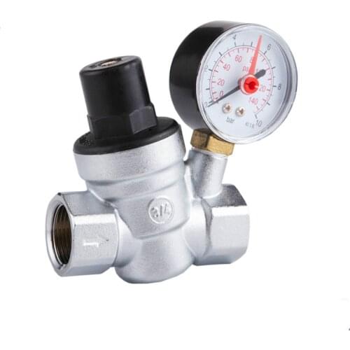 3/4" DN20 Brass water pressure regulator withGauge,pressure maintaining valve,Tap water pressure reducing valve