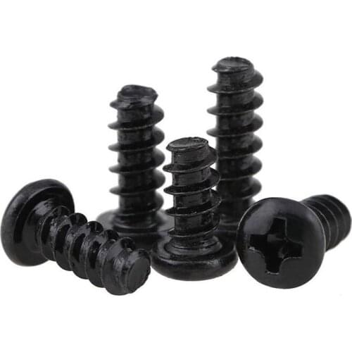 30pcs M1.6 Phillips round head flat tail mechanical screw cross furniture decorative screws black 3mm-12mm length