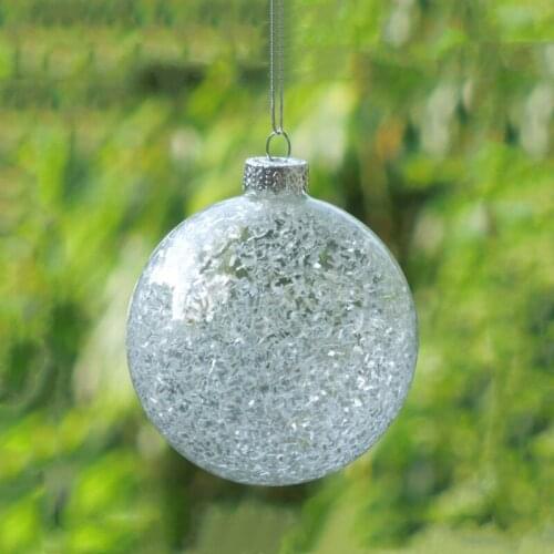 4pcs/pack Diameter=8cm Inner Chips Glass Ball Christmas Day Decoration Hanging Globe Pendant Festival Friend Gift