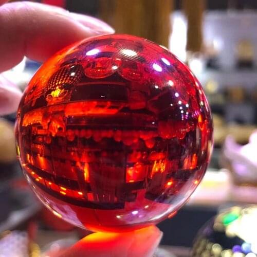 40-60mm Rare natural red glass crystal ball ball 60mm + bracket 5AAA