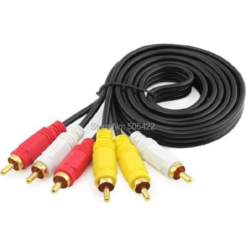 500PCS/LOT 5 FT Premium 3 RCA Gold Plated Composite Male to Male Audio Video AV Cable High Quality