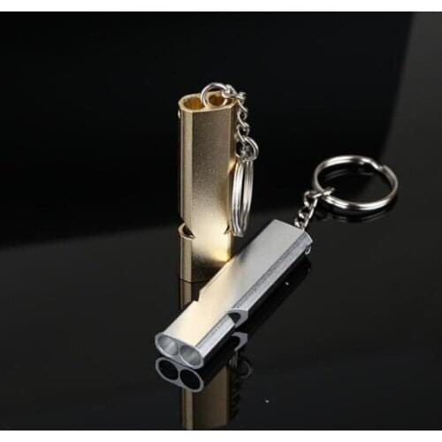 600PCS Double frequency Emergency Survival Whistle Keychain Aerial Aluminum Alloy Camping Hiking Accessory Tool
