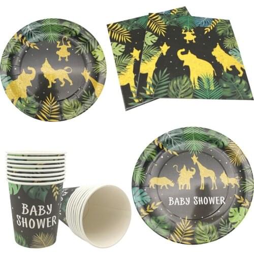 8 Pcs Jungle Animal Tableware Set Wild Birthday Baby Shower Party Supplies Jungle Safari Theme Birthday Party Decorate