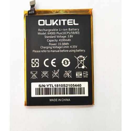 AZK battery For Oukitel K4000 Plus (1ICP5/59/83) Phone Battery 4100mAh Hight Capacity 3.8V Top Quality Replacement Batteries