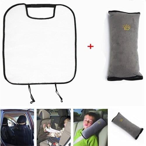 Car Seat Back Cover Protector For Kids Auto Safety Seat Belt Harness Shoulder Pad and Car Seat Kicking Mat