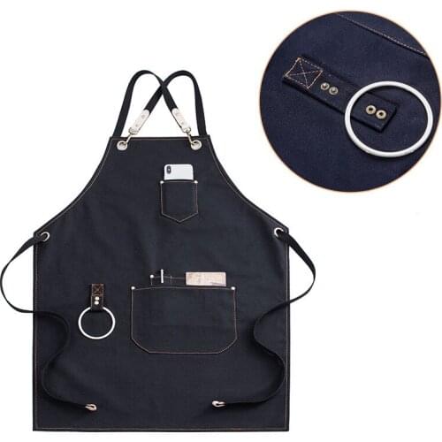 Canvas Apron Crossback Cotton Strap Gardener Florist Painter Barber Work Wear Barista Bistro Restaurant Pastry Chef Uniform K80