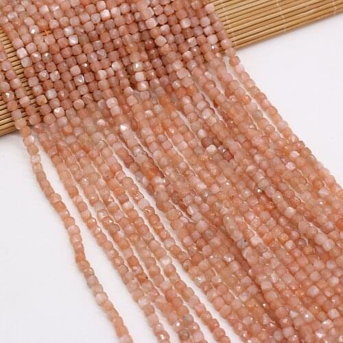 Beaded Natural Semi-Precious Stones Faceted Irregular Square Orange Daylight Beads for Jewelry Making DIY Bracelet Ms Gift 4x4mm