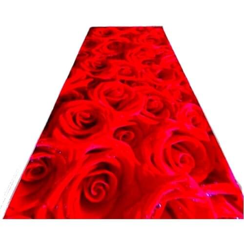 Long Creative 3D red rose Wedding ceremony carpet lovely flower lobby/stairs/passage/ entrance/hall carpet