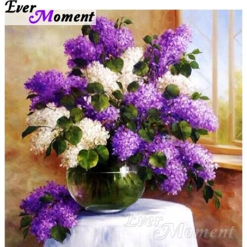 Ever Moment 5D DIY Diamond Embroidery Flowers In Vase Diamond Mosaic Full Square Drills Artwork Home Decoration ASF1142