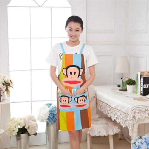 Cartoon Patten Bib Sleeveless Apron with 2 Pockets Home Canvas Apron Brief Baking Mats Tool Kitchen Apron 3 colors choices
