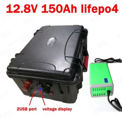 GTK waterproof Lifepo4 12.8V 12V 150AH lithium battery BMS 4S for 1200W travel trailer motorhome Boat MPPT AVG RV +10A Charger