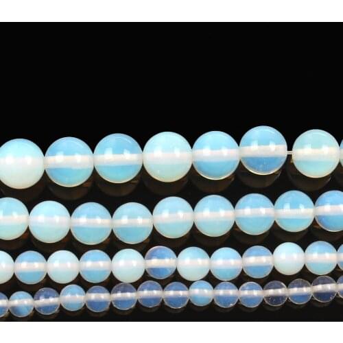 4/6/8/10/12mm Round Opalite Natural Stone Beads For Jewelry Making DIY Smooth Opal Stone Loose Bead Bracelet Necklace Handmade