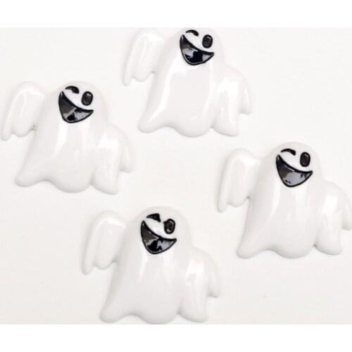 LF 20Pcs Mixed Resin Halloween White Ghost Decoration Crafts Flatback Cabochon Embellishments For Scrapbooking Diy Accessories