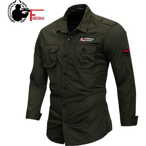 Male Shirt Military Mens Long Sleeved Cotton Shirts Men Slim Fit Camisa Masculina Khaki Black Army Green Shirt Casual Shirt Men