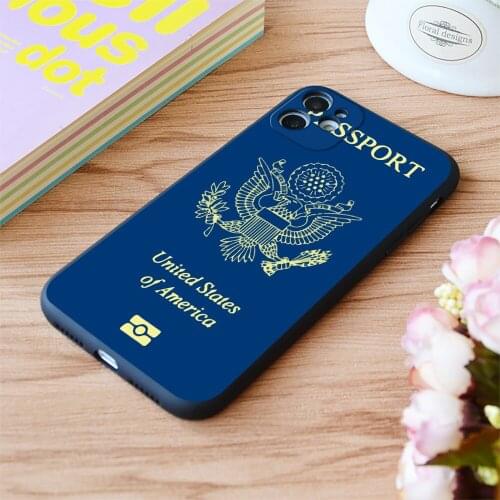 For Iphone American Usa Passport Print Soft Matt Apple iPhone Case 6 7 8 11 12 Plus Pro X XR XS MAX SE