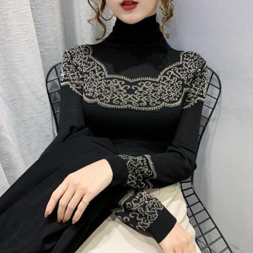 2021 Spring And Autumn New High Collar Bottomed Sweater Womens Pullover Foreign Style Slim Fit Warm Knit Top