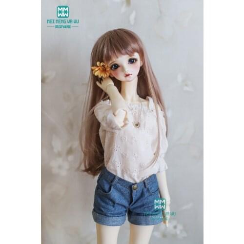 BJD doll clothes for 1/3 BJD doll fashion suspenders shirt + denim shorts