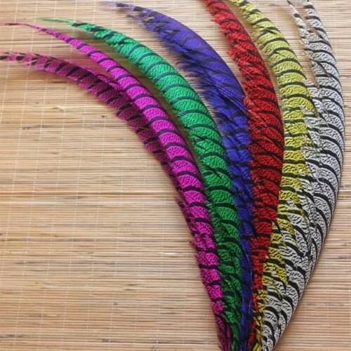 Wholesale 100Pcs/Lot 36-40''90-100CM Natural Dyed Zebra Lady Amherst Pheasant Tail Feathers For Crafts Phesant Feathers Carnival