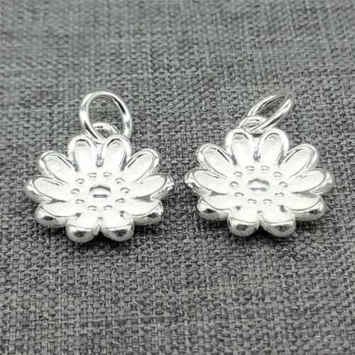925 Sterling Silver Shiny Daisy Flower Charms for Necklace Bracelet Earring