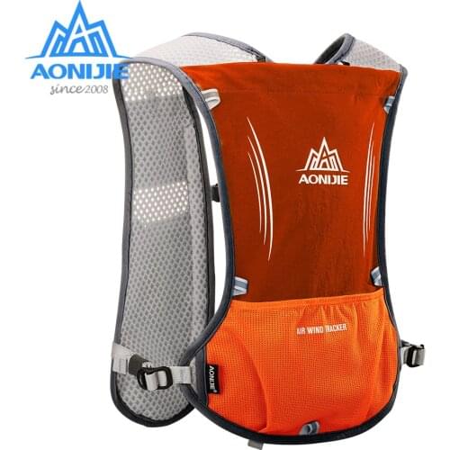 AONIJIE E913S 5L Hydration Backpack Rucksack Bag Vest Harness Water Bladder Hiking Camping Running Marathon Race Sports Orange