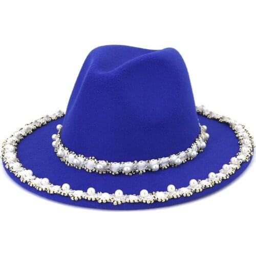 Wholesale Fedora Hat Full Round Pearl Accessories Panama Little Fragrant Wind Male Church Hat Ladies Fedora Hat шляпаженская