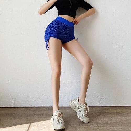 Bodybuilding Peach Hip Shorts Women High Waist Elastic Drawstring Tights Wear Fast Dry Running Yoga Pants