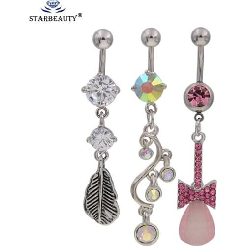 1p/lot Long Surgical Steel belly barbell Rhinestone Body Piercing Navel Rings Button Belly Barbell Dangle Bar Jewelry