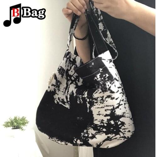 Women Artistic sense Shoulder Bags Creativity Retro Splash Ink Handbag Casual Tote Literary Books Bag Shopping Bag For Girls