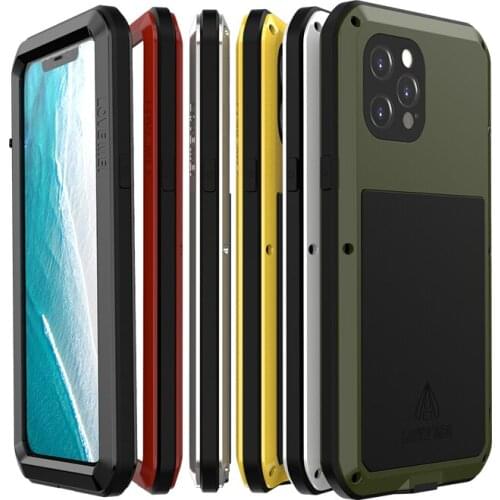 LOVE MEI Heavy Duty Case For iphone 12 Pro Metal Protective Cover For iphone12 Pro Max / 12 Mini with Tempered Glass