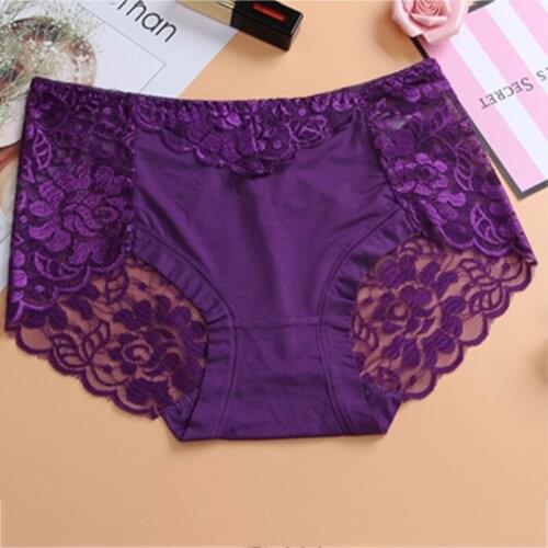 Sexy Lace Panties Women Hollow Out Briefs Ladies Plus Size 2021 Underwear Transparent Underpants Lingerie Solid Color Intimates