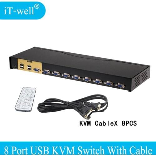 8 Port SMART USB KVM Switch VGA SVGA Switch Adapter Connect Printer Keyboard Mouse 8 Computer Use 1 Monitor