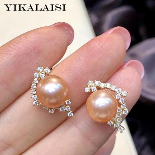 YIKALAISI 925 Sterling Silver Jewelry Pearl Earrings 2020 Fine Natural Pearl jewelry 8-9mm Earrings For Women wholesale