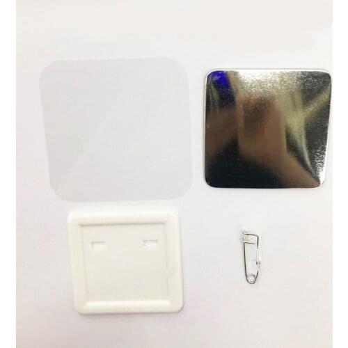 100pcs 35*35mm square button badge parts blank button badge