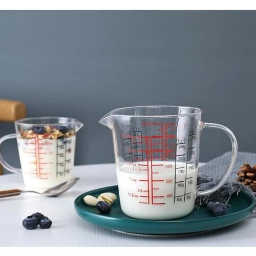 2 Pack Glass Measuring Cup Milk Jug Heat Resistant Glass Cup Measure Jug Creamer Scale Cup Tea Coffee Microwave Safe