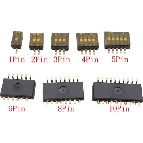 5Pcs/Lot 1-10Pin SMD DIP Slide Type Switch 1.27mm Pitch 1P 2P 3P 4P 5P 6P 8P 10P DIP Black Pitch Toggle Switch Black Snap Switch